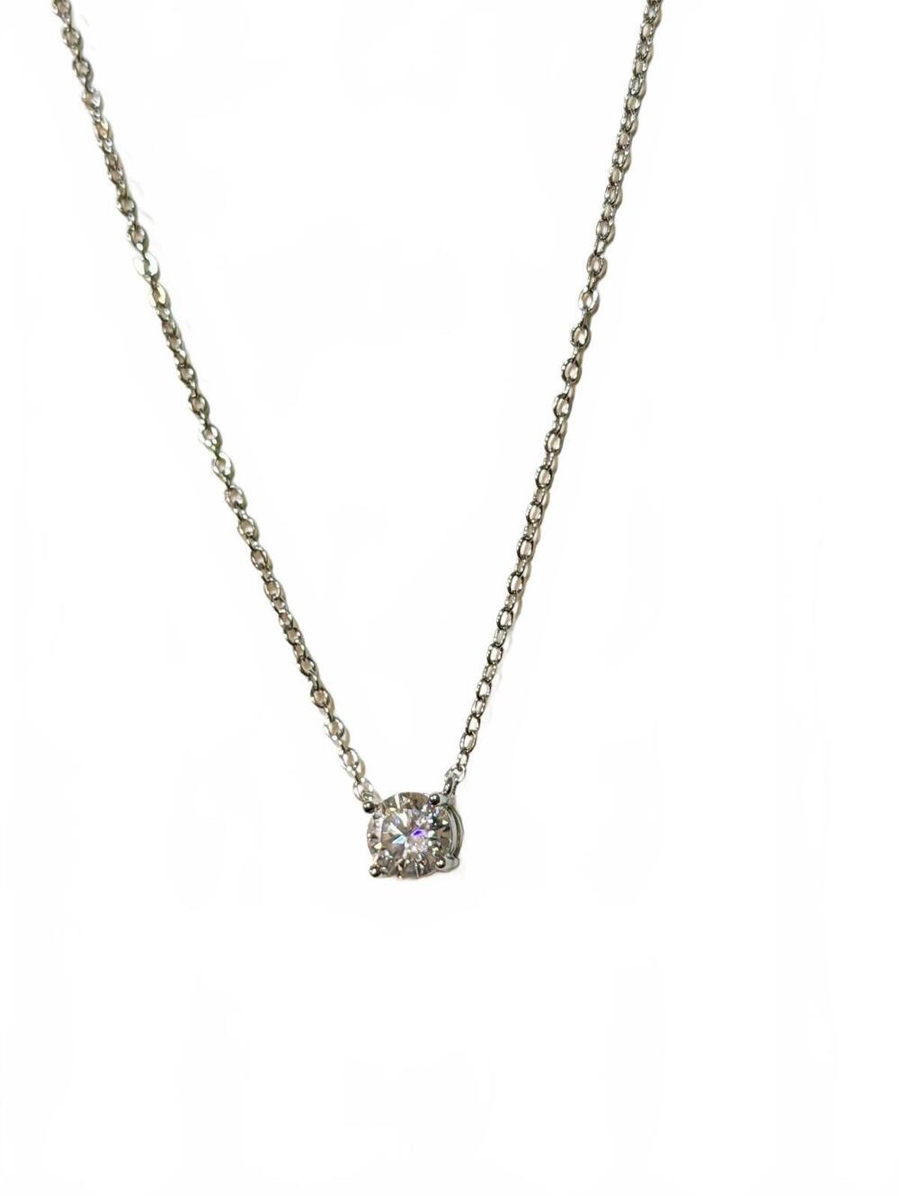 Moissanite authentic silver tone necklace 16”-18” New N6